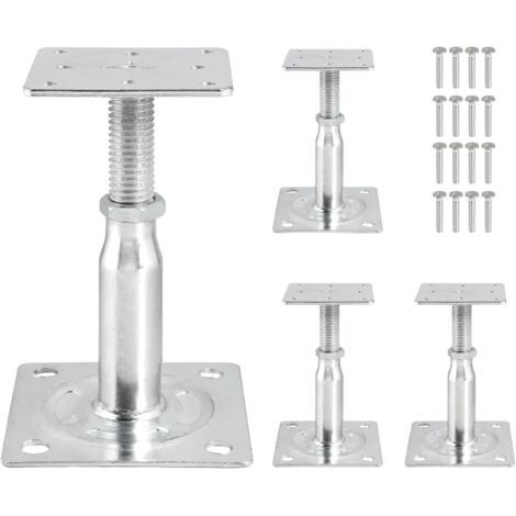 4 Verstellbare Pfostenhalterungen, Verzinkter Stahl, Höhe 100-150 Mm, Für Zäune Und Pergolen