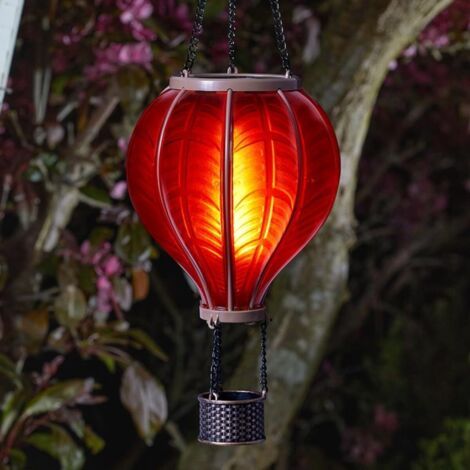 1 Solar-heißluftballonlaterne, 45 Cm, Kaltflammen-glaseffekt, Griff, Gartendekoration