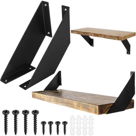 2 Wandregalhalterungen, Metall, 15 Cm, Robust, Schwebende Halterung, Küche, Wohnzimmer, Garten