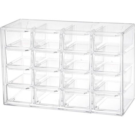 Liemuao Stapelbare Aufbewahrungsschubladen, Transparente Schubladenbox Für Kleinteile, Schmuck, Perlen, Werkzeuge, Make-up-organizer Für Schminktisch Und Schreibtisch (16 Schubladen) 16 -