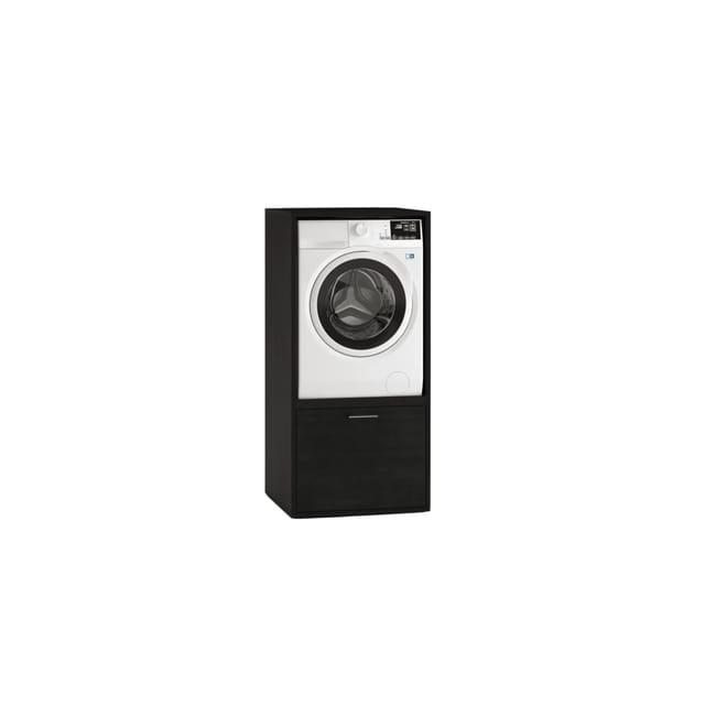 Waschturm Waschmaschinenerhöhung Waschmaschinenschrank Schwarz Eiche-Optik