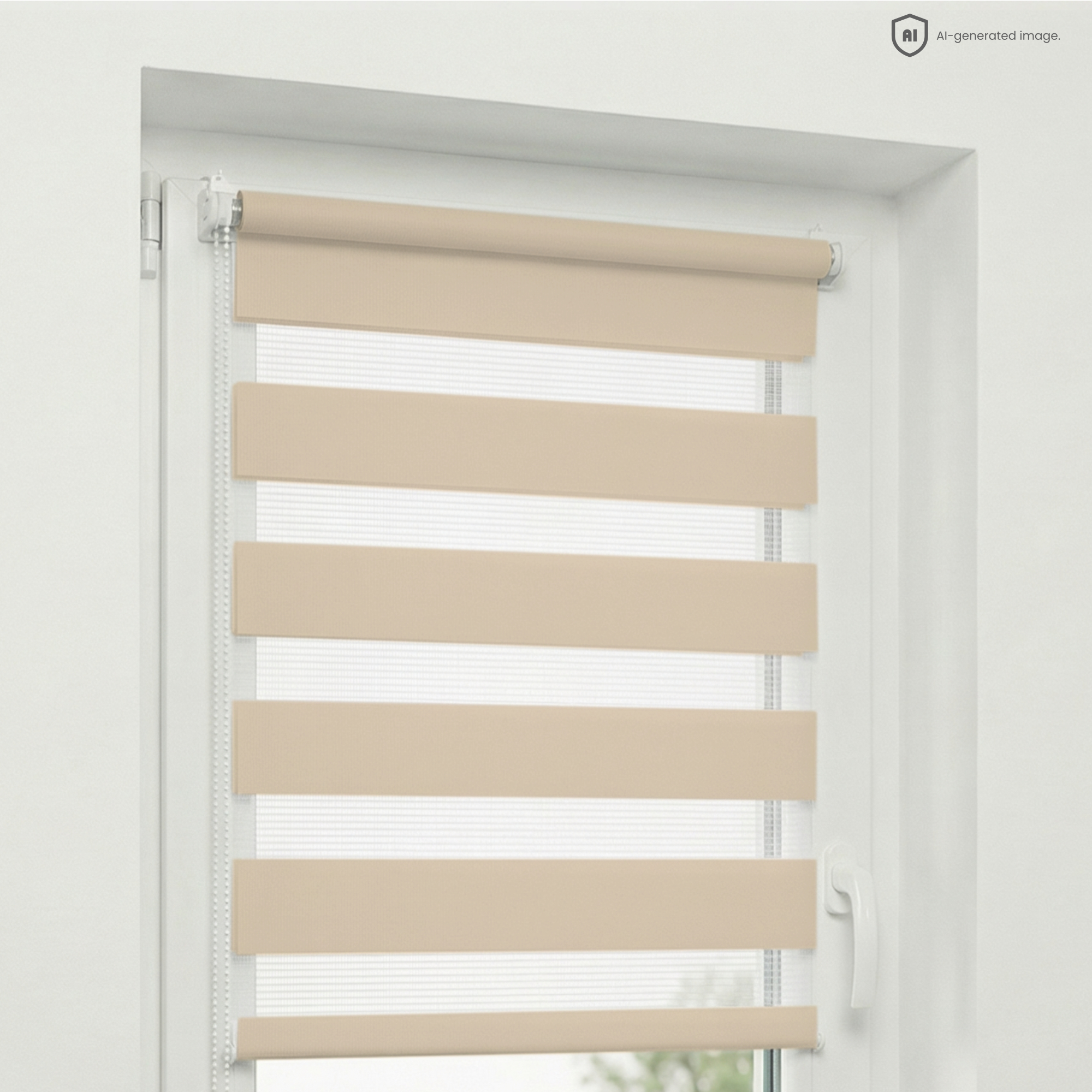 Estika Doppelrollo Tag & Nacht Ohne Bohren - 90 X 220 Cm - Beige - Sonnenschutz Für Fenster Im Innenbereich, Duo Rollo Halbtransparent, Klemmfix Fensterrollo