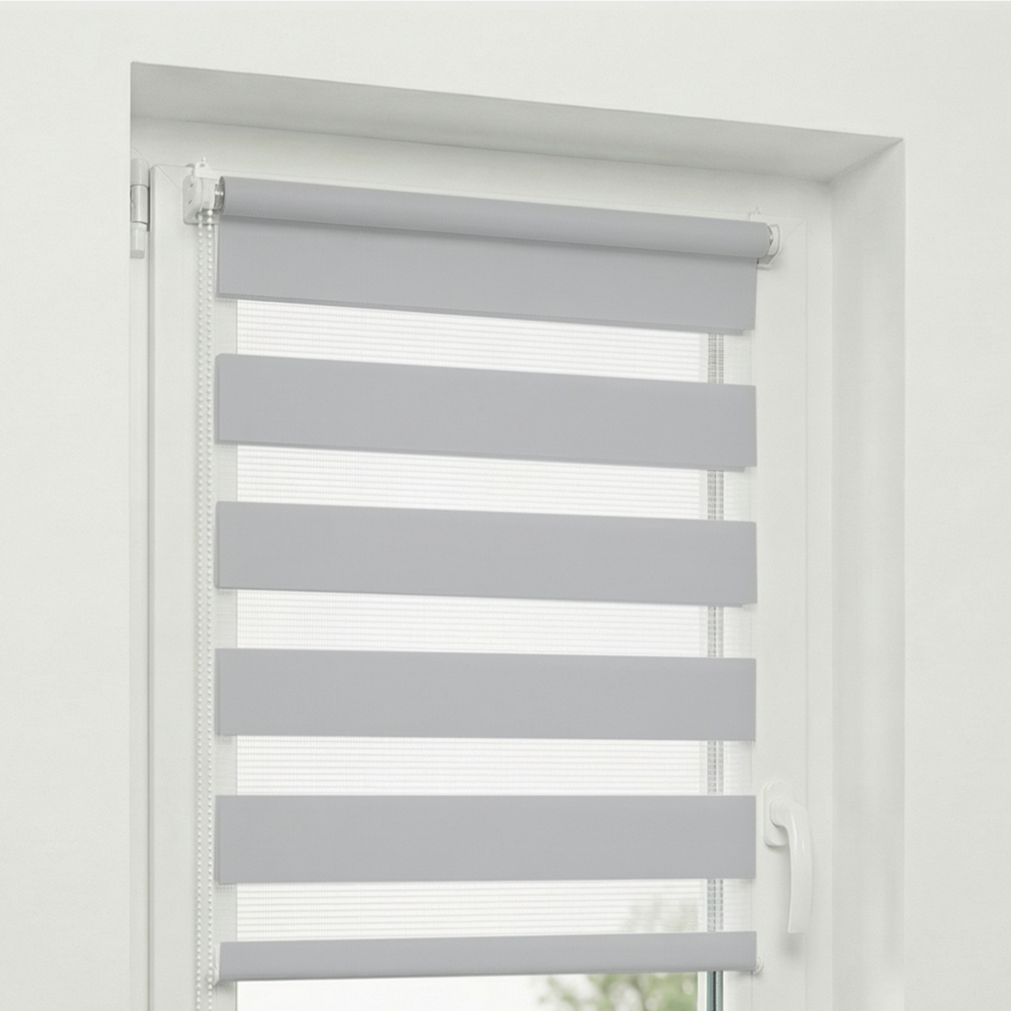 Estika Doppelrollo Tag & Nacht Ohne Bohren - 85 X 150 Cm - Hellgrau - Sonnenschutz Für Fenster Im Innenbereich, Duo Rollo Halbtransparent, Klemmfix Fensterrollo
