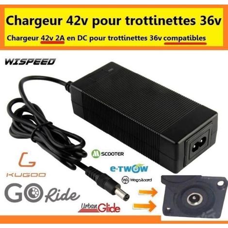 42-v-ladegerät – Wispeed – T855 – Kompatibel Mit 36-v-akkus – 2,5-mm-dc-stecker – Schwarz