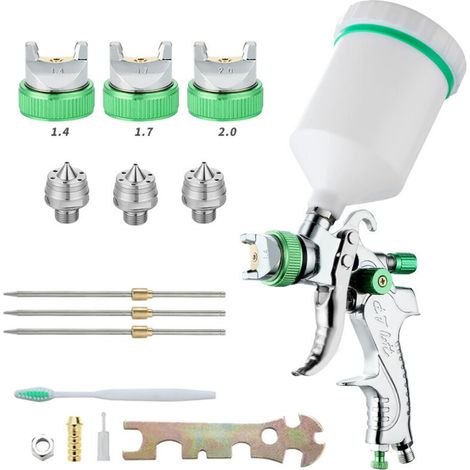 Memkey – Hvlp-farbspritzgerät 600 Cm³ – Schwerkraftzufuhr – 3 Düsen 1,4/1,7/2,0 Mm – Präzises Sprühen Für Professionelle Oberflächen