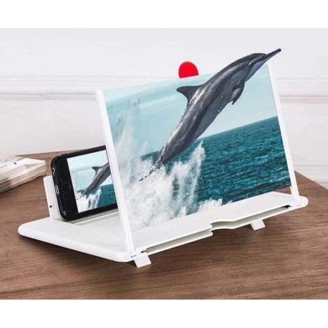 Smartphone-bildschirmvergrößerung, 3d-bildschirmvergrößerung, Faltbarer Ständer, Großer 12-zoll-hd-bildschirm (weiß)