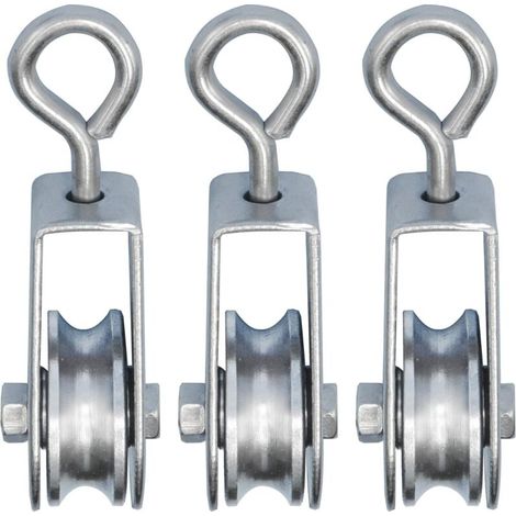 Memkey – Set Mit 3 Minirollen Mit Kugellagern – Tragkraft 30 Kg – 28 Mm Durchmesser Für 6 Mm Seil – Rostbeständiger, Verzinkter Stahl