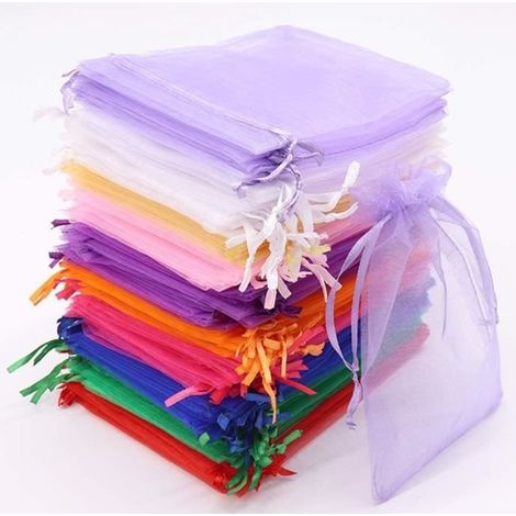 Organzabeutel, Organza-geschenktüten Mit Bändern Für Schmuck, Geschenke, Süßigkeiten, Gastgeschenke, 10 X 15 Cm, 100 Stück