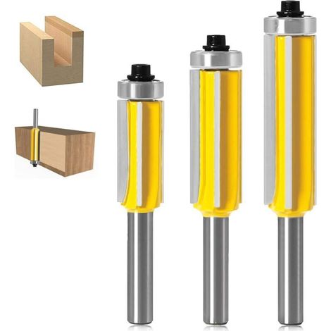 Set Aus 3 Vierschneidigen Profilfräsern Mit Oberem Lager, Geradem Hartmetallfräser Für Holzbearbeitung Und Heimwerkerarbeiten (metalle).