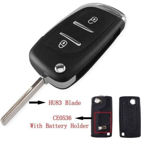Keyyou Faltbares Autoschlüsseletui Für Peugeot 207, 307, 407, 408, 308 Und Citroën (typ 2 Bt Hu83 Ce0536)
