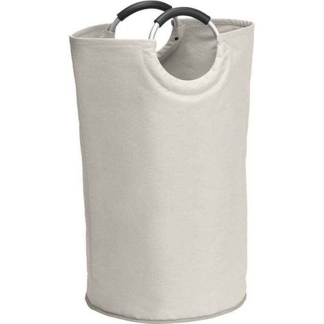 Großer, Weicher Wäschekorb (69 L), Mehrzwecktasche, Ideal Für Schmutzwäsche Und Einkäufe, Weicher Aluminiumgriff, Polyester, 38 X 72 Cm, Beige