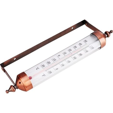 Dekoratives 25 Cm Wandthermometer Für Den Innen- Und Außenbereich - Großes Außenthermometer Für Garten, Terrasse, Gewächshaus, Batterielos (bronze)