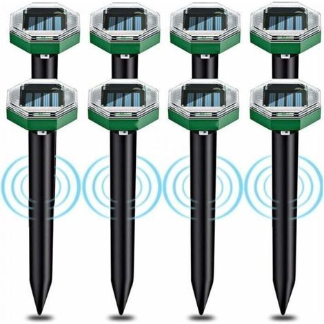 8-teiliges Solar-ultraschall-maulwurfsabwehrset, Ip65 Wasserdicht, Geeignet Für Den Einsatz In Gärten, Auf Terrassen Und Rasenflächen Zur Maulwurfsabwehr