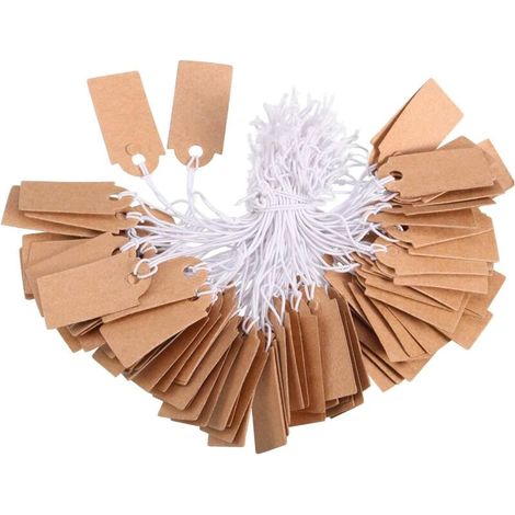 Memkey – Packung Mit 300 Kraftpapier-etiketten (26 X 12 Mm) – Blanko-etiketten Mit Gummibändern – Glatte Und Strapazierfähige Schreibfläche