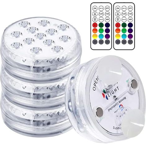 Memkey – Unterwasser-led-poolleuchte – 30–50 Stunden Akkulaufzeit – Wasserdicht Nach Ip68 – 16 Rgb-farben – Funkfernbedienung – 4er-pack