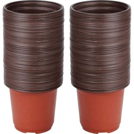 Memkey – Packung Mit 100 Runden, Flexiblen Anzuchttöpfen Aus Kunststoff – 10 Cm Durchmesser, 8,7 Cm Höhe – Wiederverwendbar Mit Drainage Für Die Aussaat Im Innen- Und Außenbereich