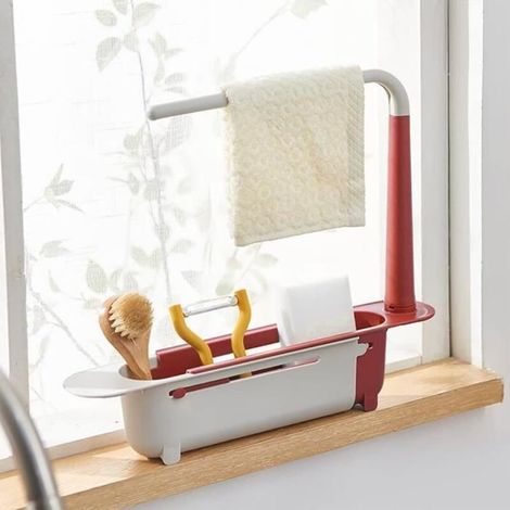 Teleskop-spülbeckenstütze Für Küchenspülen – Spülbecken-organizer – Schwamm – Seifenschale – Spülbecken-organizer – A477