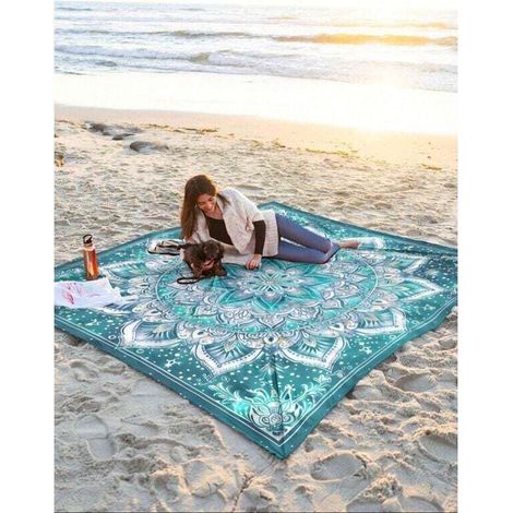 Wasser- Und Sandabweisende Picknickdecke/strandtuch, Digital Bedruckt, Gemustert Und Frisch, Ideal Für Camping Und Picknicks Im Freien.