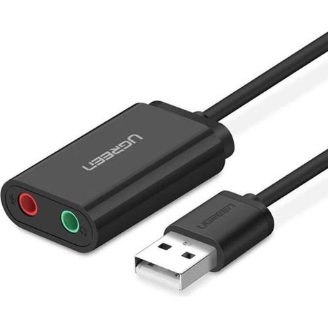 Ugreen Usb-audioadapter, Externe Usb-soundkarte Auf 3,5-mm-stereo-audioanschluss Für Windows, Mac Und Ps4, Plug & Play, 15 Cm Kabel