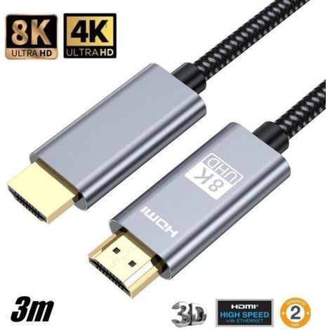 Hdmi 2.1 Kabel, 3 M, 8k 60 Hz, 4k 120 Hz, Ultra Hd, Earc, Hdr, Blu-ray, 48 Gbit/s, Hdmi-kabel Für Pc, Ps5, Hdtv-monitor