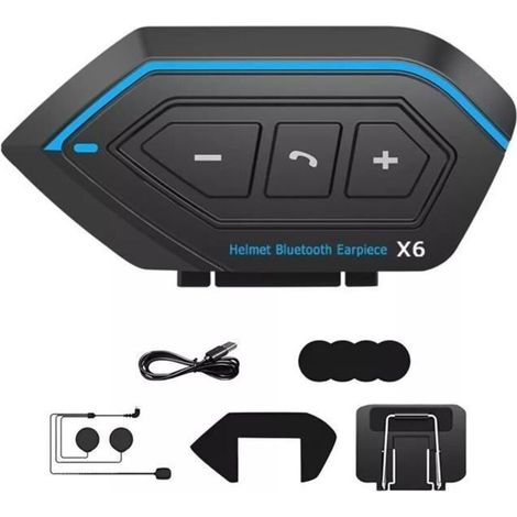 Motorrad-bluetooth-5.0-intercom, Bluetooth-headset-kit Für Motorradhelm-intercom – Blau/schwarz