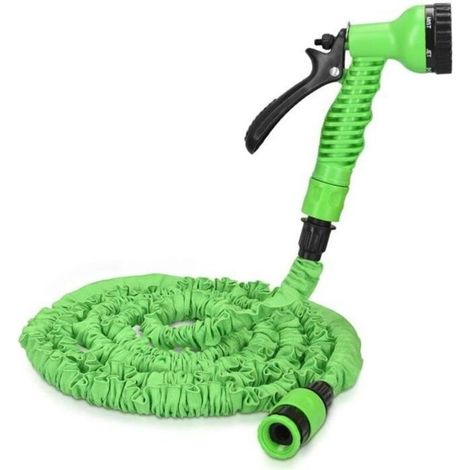 Navaris Gartenschlauch – 30 M Langer, Ausziehbarer Gartenschlauch Mit 7 Funktionen Und Spritzpistole – Flexibler Und Einziehbarer Gartenschlauch
