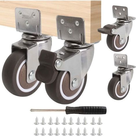 4 Lenkrollen Mit L-förmiger Platte, 50-mm-lenkrollen, Industrierollen, Tragfähigkeit 100 Kg – 360°