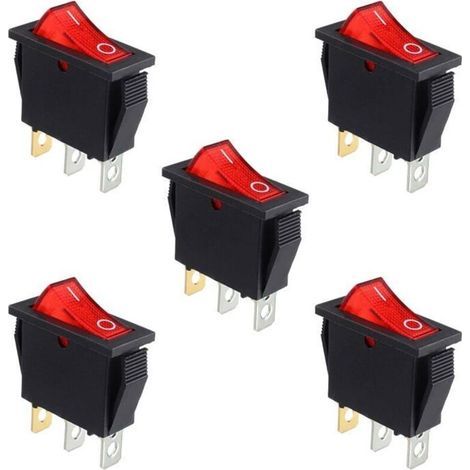 5-teiliger Rot Beleuchteter Wippschalter, Ein/aus, 3-polig, 3-positionen-wippschalter, Ac 250 V/15 A 125 V/20 A Kcd3-101