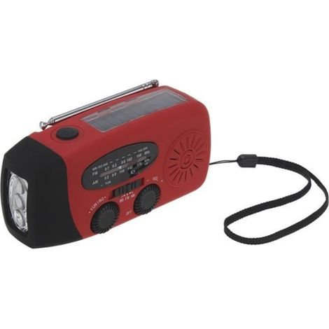 Solarradio – Am/fm – Dynamo – Taschenlampe – Wetterwarnung – Rotes Handradio