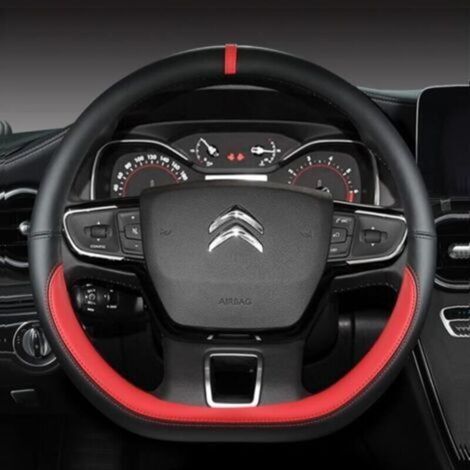 Lenkradbezug – Rot – Citroën C3 Ii Iii – Fahrerkomfort – Kompatibel Mit C3 Aircross – Schwarz