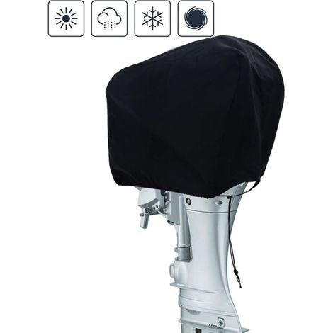 Außenbordmotorabdeckung, Bootsmotorabdeckung, Wasserdichte Schutzhülle Aus 600d Oxford-gewebe, Halbe Außenbordmotorabdeckung Für Motoren Bis Zu 62 X 36 X 49 Cm, Schwarz