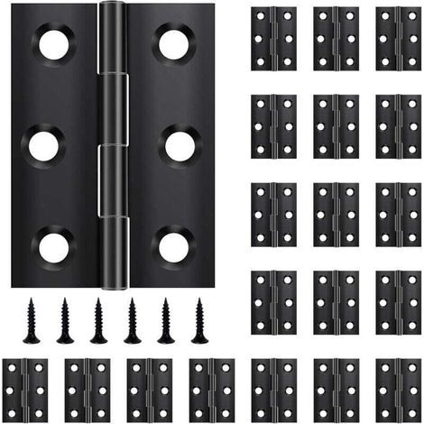 Schwarze Klappbänder Aus Edelstahl Für Türen, Fenster Und Schränke, 44 Mm × 31 Mm, Mit 120 Schrauben, 20 Stück