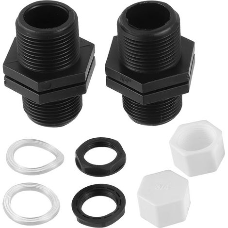 8-teiliges Set Mit 25-mm-überlauf-durchführungsverschraubungen Für Wassertanks, Fässer Und Zisternen. Inklusive 2 Muttern, 2 Dichtungen Und 2 Stopfen.
