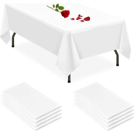 Set Mit 8 Rechteckigen Weißen Tischdecken, Hochwertige Einwegtischdecken, 137 Cm X 274 Cm, Für Picknicks Und Grillfeste
