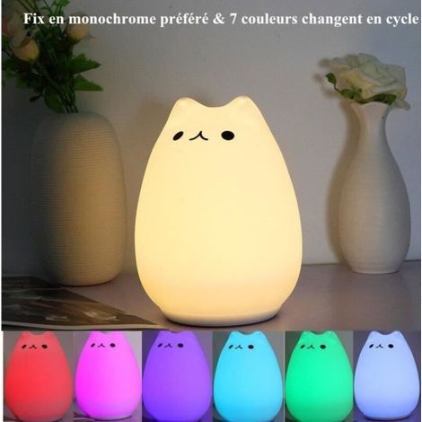 Led-nachtlicht In Katzenform, Usb-aufladbar, Warmweiß & 7 Farbwechsel, Weiche Silikon-nachttischlampe Für Kinderzimmer, Spielzeug