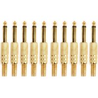 Lntyq 10 Stück Vergoldete 6,35 Mm Stecker (6,35 Mm Mono-klinkenstecker) Zum Löten