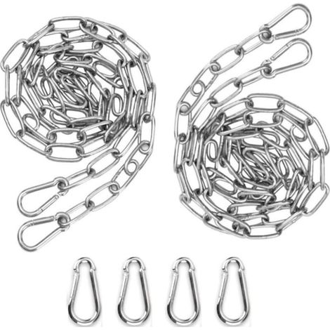 Csparcv 2 Stück 3 Mm 2 M Edelstahlkette + 4 Stück Karabiner-verlängerungsgliederkette Zum Aufhängen Von Ankerketten Für Multifunktionale Hängematten – Insgesamt 4 Meter