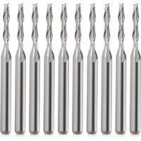 Lntyq 10-teiliges Cnc-fräserset, 1/8"-schaft, Flachkopf, Hartmetall, 3,175 Mm Doppelschneider, Spirale, Aufwärtsschnitt Für Holz, Pvc, Mdf, Hartholz
