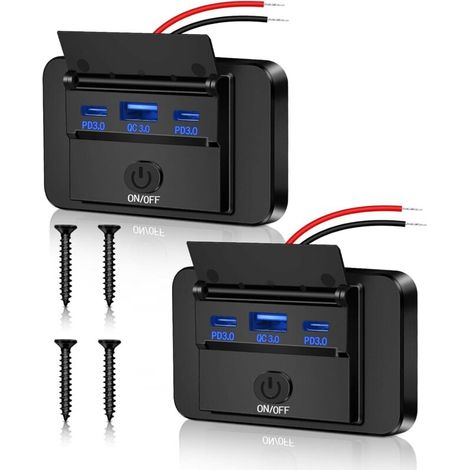 2er-pack 12v Usb-buchsen Für Camping – Wasserdichter Schnellladeadapter Mit Pd3.0 Usb- Und Qc3.0 Usb-c-stecker Für Auto, Wohnmobil, Motorrad Und Lkw