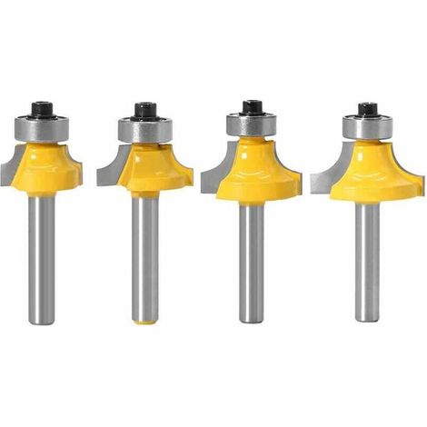Satz Mit 4 Rundfräsern Für Die Holzbearbeitung, Hartmetall-rundfräser, Winkelschneidradien 3,18 Mm, 4,76 Mm, 6,35 Mm, 7,92 Mm, Fasenfräser, Viertelrundfräser, Werkzeug