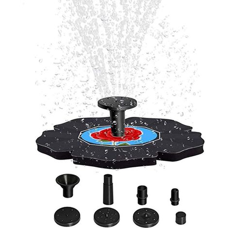 Vtizikl Freistehende Schwimmende Solar-blumenbrunnen-teichpumpe Mit 4 Düsen, Solar-brunnenpumpen-set Für Den Außenbereich, Energiesparender Solarbrunnen, Solarbetriebener Vogeltränkenbrunnen - B 16 Cm