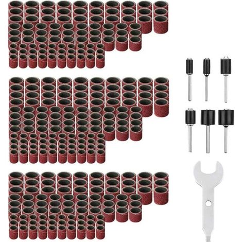 Lntyq 307-teiliges Trommelschleifset, Körnung 80, 120, 240, Trommelhülse Für Nagelbohrer, Zubehör Für Rotationswerkzeuge