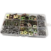Lntyq 200-teiliges Set Aus U-förmigen Clips Und Karosserieschrauben, Metallmuttern Und -bolzen Für Kfz-befestigungsclips, U-förmiger Metallbefestigungsclip Mit Sechskant-selbstschneidschrauben