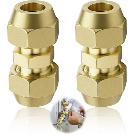 2 X 3/8"-klimaanlagen-fittings, 9,52 Mm Kupferrohrdurchmesser, Doppelseitig Für Kupferrohre, Doppelgelenk-kupferrohrverlängerung, Für Klimaanlagen – Lötfrei