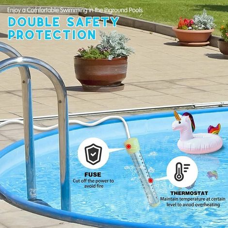 Tragbarer Elektrischer Poolheizer Mit Edelstahlschutz Für Eingelassene Pools, Gelb, Einteilig