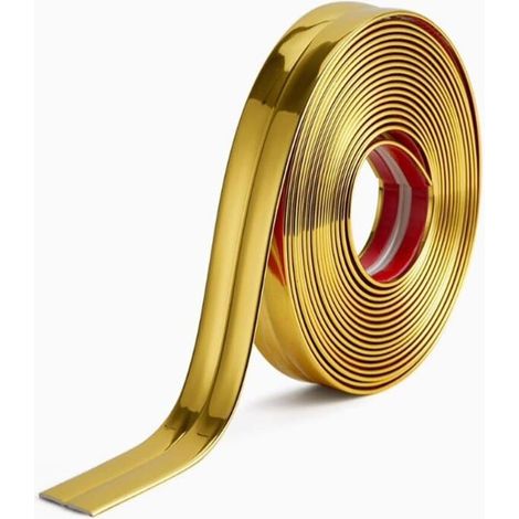 Lntyq Pvc-eckprofil, 5 M X 2 Cm, Selbstklebend, Flexible Sockelleiste, Eckenschutz, Wandeckenabschluss, Zierleiste Für Arbeitsplatten, Fliesen, Wandecken, Möbel, Gold, 5 M