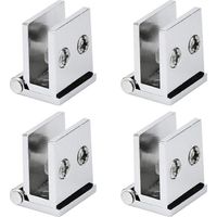 Lntyq Set Mit 4 Glastürscharnieren, 0° Öffnungswinkel, Klemmscharniere Für Küchenschränke, Vitrinen, Duschen, Für Glasstärken Von 5 Mm Bis 8 Mm (silber)