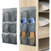 Lntyq 3er-set Schuhaufbewahrungen Mit Haken, Faltbar, Aus Stoff, Für Kleiderschrank Und Schmale Türen, Grau