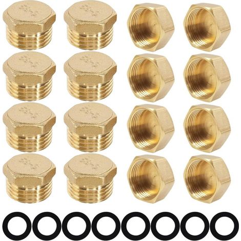 Packung Mit 24 Wasserdichtungsstopfen – Außengewinde/innengewinde – Messingkappen – Schlauchhalterungsscheiben – Für Gartenschläuche