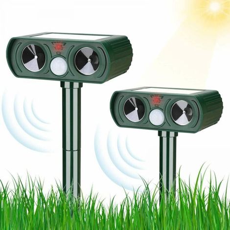 Cyslmuk – 2x Solar-ultraschall-abwehrgerät – Wasserdicht Mit Led-licht – 120°-infrarot-erkennung – Reichweite Bis Zu 8 Meter